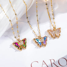 Load image into Gallery viewer, Colorful Zircon Butterfly Necklaces for Women Girls Light Luxury Crystal Pendant Female Romantic Cavicle Chain Jewelry Accessories Gifts