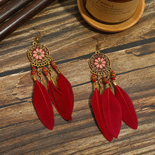 Load image into Gallery viewer, Retro Bohemian Style Earrings Long Feather Tassel Pendant Earrings For Women Boho Handmade Drop Dangle Earrings Jewelry Wedding Gifts