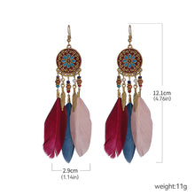 Load image into Gallery viewer, Retro Bohemian Style Earrings Long Feather Tassel Pendant Earrings For Women Boho Handmade Drop Dangle Earrings Jewelry Wedding Gifts