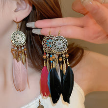 Load image into Gallery viewer, Retro Bohemian Style Earrings Long Feather Tassel Pendant Earrings For Women Boho Handmade Drop Dangle Earrings Jewelry Wedding Gifts