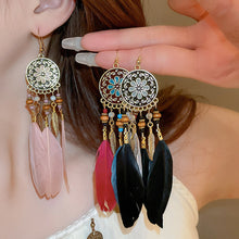 Load image into Gallery viewer, Retro Bohemian Style Earrings Long Feather Tassel Pendant Earrings For Women Boho Handmade Drop Dangle Earrings Jewelry Wedding Gifts