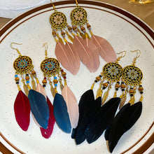 Load image into Gallery viewer, Retro Bohemian Style Earrings Long Feather Tassel Pendant Earrings For Women Boho Handmade Drop Dangle Earrings Jewelry Wedding Gifts