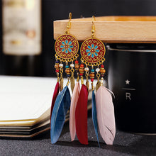 Load image into Gallery viewer, Retro Bohemian Style Earrings Long Feather Tassel Pendant Earrings For Women Boho Handmade Drop Dangle Earrings Jewelry Wedding Gifts