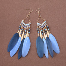 Load image into Gallery viewer, Bohemian Ethnic Style Feather Dangle Earrings For Women Colorful Tassel Beads Drop Earrings Temperament Girl Female Party Daily Jewelry