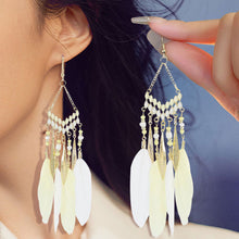 Load image into Gallery viewer, Bohemian Ethnic Style Feather Dangle Earrings For Women Colorful Tassel Beads Drop Earrings Temperament Girl Female Party Daily Jewelry