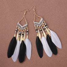 Load image into Gallery viewer, Bohemian Ethnic Style Feather Dangle Earrings For Women Colorful Tassel Beads Drop Earrings Temperament Girl Female Party Daily Jewelry