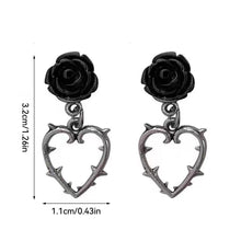 Load image into Gallery viewer, Gothic Punk Heart Earrings Hollow Thorn Rose Pendant Earrings Female Punk Charm Ear Jewelry Fashion Hip Hop Vintage Accessories