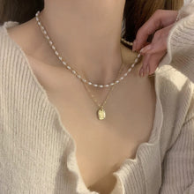 Load image into Gallery viewer, Fashion Double Layer Necklace For Women Imitation Pearl Pendant Choker Light Luxury Design Clavicle Chain Temperament Jewelry Accessories Gift