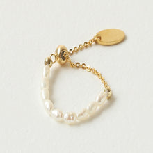 Load image into Gallery viewer, French Retro Style Pearl Rings Adjustable Gold Color Ring Tassel Chain Temperament Ring Finger Band Fashion Jewelry Accessories Gift for Women Girls