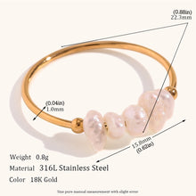 Load image into Gallery viewer, Elegant Natural White Pearl Rings For Women Irregular Gold Color Ring With Stainless Steel Beads Fashion Thin Jewelry Accessories Gift