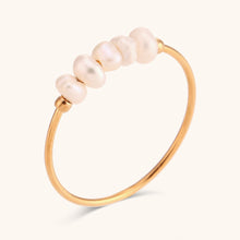 Load image into Gallery viewer, Elegant Natural White Pearl Rings For Women Irregular Gold Color Ring With Stainless Steel Beads Fashion Thin Jewelry Accessories Gift