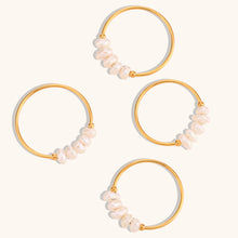 Load image into Gallery viewer, Elegant Natural White Pearl Rings For Women Irregular Gold Color Ring With Stainless Steel Beads Fashion Thin Jewelry Accessories Gift