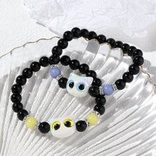 Load image into Gallery viewer, Cute Cat Luminous Bracelets For Women Men Black White Animal Head Beaded Hand Chain Handmade Adjustable Glow In The Dark Gift