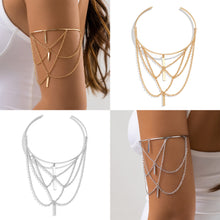 Load image into Gallery viewer, Fashion Open Upper Arm Bracelet Multi Layer Tassel Pendant Armband for Women Sexy Long Chain Arm Cuff Bangles Body Jewelry Gift