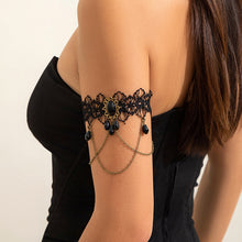 Load image into Gallery viewer, Black Lace Crystal Pendant Arm Bracelet For Women Gothic Tassel Cuff Bangle Fashion Jewelry Party Female Accessories Gift