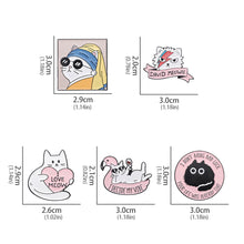Load image into Gallery viewer, Pearl Cat Enamel Pins Funny Oil Painting Kitten Brooches Lapel Badges For Women Men Cute Cartoon Animal On Backpack Jewelry Gifts