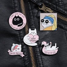 Load image into Gallery viewer, Pearl Cat Enamel Pins Funny Oil Painting Kitten Brooches Lapel Badges For Women Men Cute Cartoon Animal On Backpack Jewelry Gifts