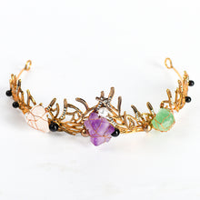 Load image into Gallery viewer, Vintage Natural Amethyst Stone Tiaras For Women White Crystal Metal Crowns Party Hair Metal Jewelry Fashion Wedding Hair Accessories