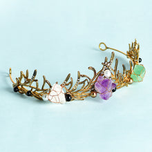 Load image into Gallery viewer, Vintage Natural Amethyst Stone Tiaras For Women White Crystal Metal Crowns Party Hair Metal Jewelry Fashion Wedding Hair Accessories