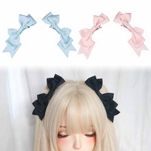 Load image into Gallery viewer, Handmade Big Bow Hair Clip Sweet Cool Girl Hairpin Japanese Double Ponytail Headwear Lolita Cosplay Headdress Jk Uniform Hair Accessory