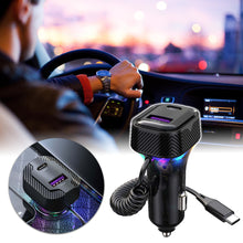 Load image into Gallery viewer, PD 30W Fast Car Charger With Spring Wire Atmosphere Light Cigarette Lighter Converter 3 Output For 12V-24V Cars