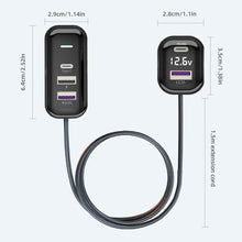 Load image into Gallery viewer, PD 30W Car Charger Front And Rear Universal With 1.5M Extension Cable 5-Port Output Cigarette Lighter Converter