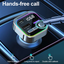 Load image into Gallery viewer, PD 30W Quick Car Charger With Atmosphere Light MP3 Bluetooth USB Flash Disk Player FM Transmitter