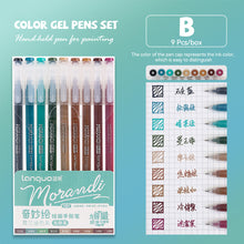 Load image into Gallery viewer, 9Pcs/box Morandi Color Gel Pens Set 0.5mm Handwriting Ink Pen Students School Supplies Stationery