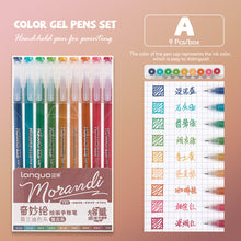 Load image into Gallery viewer, 9Pcs/box Morandi Color Gel Pens Set 0.5mm Handwriting Ink Pen Students School Supplies Stationery