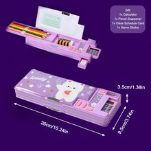 Load image into Gallery viewer, Multifunctional Cartoon Pencil Box Stationery Storage Box with Calculator Pencil Sharpener Class Schedule Card Name Stickers School Supplies Children Gift