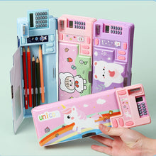 Load image into Gallery viewer, Multifunctional Cartoon Pencil Box Stationery Storage Box with Calculator Pencil Sharpener Class Schedule Card Name Stickers School Supplies Children Gift