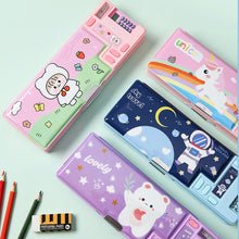 Load image into Gallery viewer, Multifunctional Cartoon Pencil Box Stationery Storage Box with Calculator Pencil Sharpener Class Schedule Card Name Stickers School Supplies Children Gift