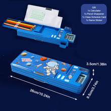Load image into Gallery viewer, Multifunctional Cartoon Pencil Box Stationery Storage Box with Calculator Pencil Sharpener Class Schedule Card Name Stickers School Supplies Children Gift