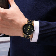 Load image into Gallery viewer, 2024 Men Watches Fashion Stainless Steel Quartz Watch Luxury Black Gold Dial Wristwatch Exquisite New Arrived Business Clock