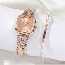 Load image into Gallery viewer, 2pcs Set Casual Women Quartz Watch Square Dial Wristwatch With Alloy Strap Fashion Bracelet Birthday Gift Business For Women