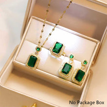 Load image into Gallery viewer, Luxury Fashion Exquisite Quadrate Necklace Earrings Ring Jewelry Set for Women Temperament Alloy Geometric Design Gift Pendant Jewelry Set
