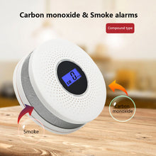 Load image into Gallery viewer, Poisoning Smoke & Carbon Monoxide Detector Combination Smoke CO Sensor Alarm with 3 Color LED Indicator Built in Siren Alert