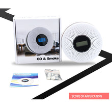 Load image into Gallery viewer, Poisoning Smoke & Carbon Monoxide Detector Combination Smoke CO Sensor Alarm with 3 Color LED Indicator Built in Siren Alert
