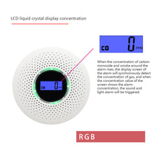 Load image into Gallery viewer, Poisoning Smoke & Carbon Monoxide Detector Combination Smoke CO Sensor Alarm with 3 Color LED Indicator Built in Siren Alert