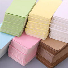 Load image into Gallery viewer, 100pcs/box Kraft Paper Card Color Blank Business Card Message Thank You Card Writing Card Label Bookmark Learning Card