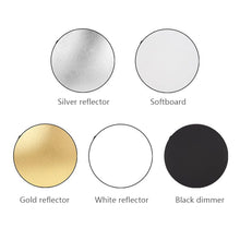 Load image into Gallery viewer, Reflector 5in1 2in1 30CM 60CM 80CM 110CM Silver White Gold Portable Collapsible Soft Light Round Photography for Studio