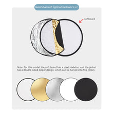 Load image into Gallery viewer, Reflector 5in1 2in1 30CM 60CM 80CM 110CM Silver White Gold Portable Collapsible Soft Light Round Photography for Studio