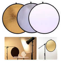 Load image into Gallery viewer, Reflector 5in1 2in1 30CM 60CM 80CM 110CM Silver White Gold Portable Collapsible Soft Light Round Photography for Studio