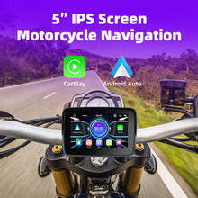 Load image into Gallery viewer, 5inch IPS Screen Portable Motorcycle Navigation Apple CarPlay Android Auto Display Screen Motorcycle Wireless Monitor Bluetooth Waterproof IP67