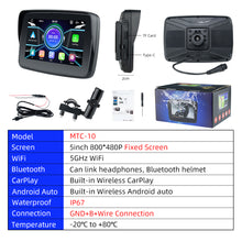 Load image into Gallery viewer, 5inch IPS Screen Portable Motorcycle Navigation Apple CarPlay Android Auto Display Screen Motorcycle Wireless Monitor Bluetooth Waterproof IP67