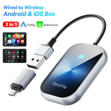 Load image into Gallery viewer, 2in 1 Car Android Auto Wireless Carplay Wired To Wireless Adapter Smart Carplay Plug And Play Ai Box Adapter For lPhone Car