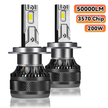 Load image into Gallery viewer, 1PC 200W Car LED Headlight H1 H8 H11 HB3 HB4 9005 9006 H4 H7 LED Lights 6000K 50000LM Auto LED Lamp Turbo Fog Light Bulbs DC 12V