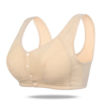 Load image into Gallery viewer, Soft Cotton Cup Front Button Middle-aged And Elderly Underwear Breathable Wide Shoulder Strap Jacquard Underwear Without Underwire