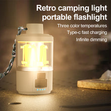Load image into Gallery viewer, Outdoor Camping Retro Camping Light Waterproof Atmosphere Hand Light LED Long Life Flashlight Portable Power Bank