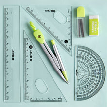 Load image into Gallery viewer, 7pcs Geometric Mathematical Drawing Tool Set Multi-functional Compass Protractor Ruler Eraser